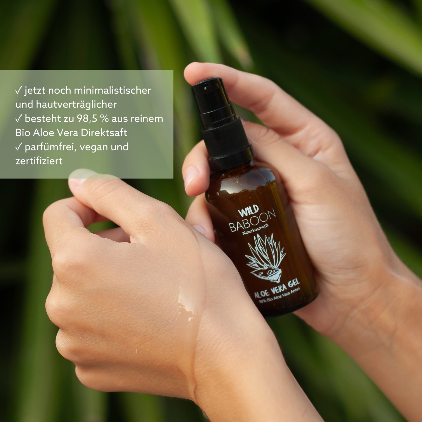 Bio Aloe Vera Gel, verbesserte Formel - ideale Reisegröße 50ml
