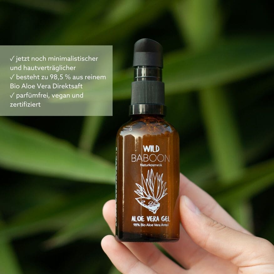 Bio Aloe Vera Gel, verbesserte Formel - ideale Reisegröße 50ml